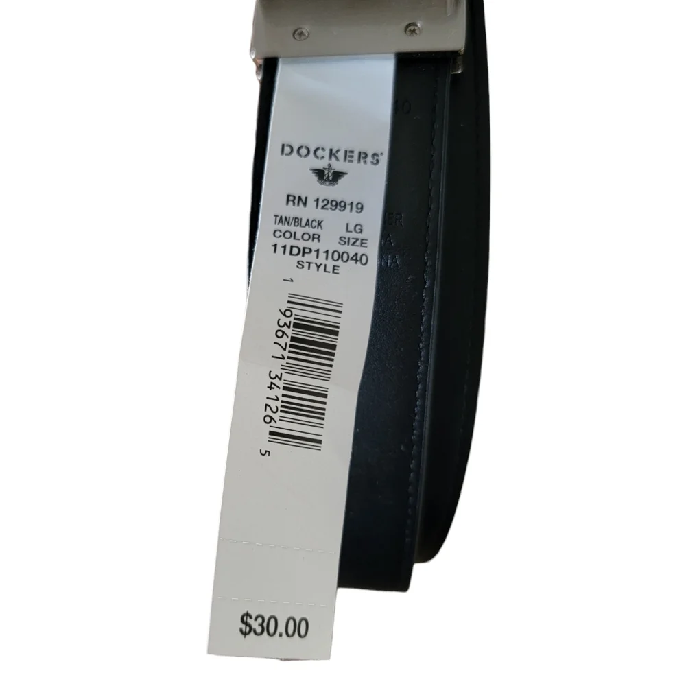 NWT Dockers Belt 38-40 Adjustable Buckle Reversable Brown Black Preppy Mens Sz L